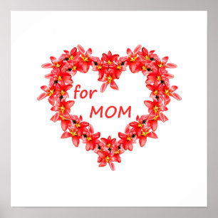 Poster Dia das Mães - Coração de Tulipa para a MÃE - Ilus