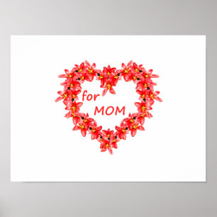 Poster Dia das Mães - Coração de Tulipa para a MÃE - Ilus