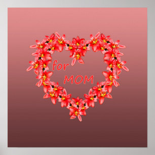 Poster Dia das Mães - Coração de Tulipa para a MÃE - Rosa