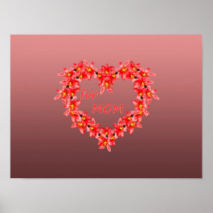 Poster Dia das Mães - Coração de Tulipa para a MÃE - Rosa