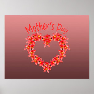 Poster Dia das Mães - Ilustração de Coração de Tulipa em 