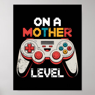 Poster Dia das Mães Vintage Jogador de Jogos em um Nível 