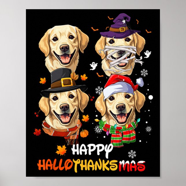 Poster Dia de Ação de Graças de Labrador Dog Hallothanksm (Frente)