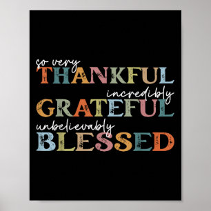 Poster Dia de Ação de Graças Feliz Agradecido Abençoado F