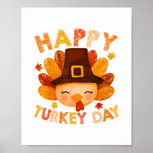 Poster Dia de Ação de Graças Feliz da Família Dia de Peru