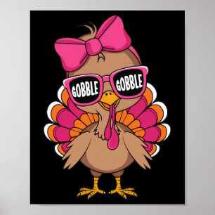 Poster Dia de Ação de Graças Feliz Gobble Peru Crianças M