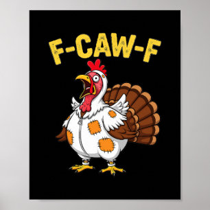 Poster Dia de Ação de Graças Frango Engraçado Vestido Com