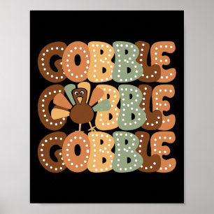 Poster Dia de Ação de Graças Gobble Peru Família Correspo