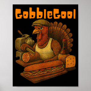 Poster Dia de Ação de Graças Gobbol Funny Gobble Agradeci