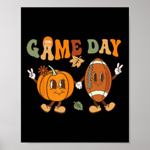 Poster Dia de Ação de Graças Pumpkin Futebol Halloween F