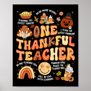 Poster Dia de Ação de Graças Um Professor Grato Outono Gr