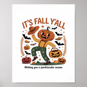 Poster Dia de as Bruxas engraçado Autumn Cute It's Fall Y