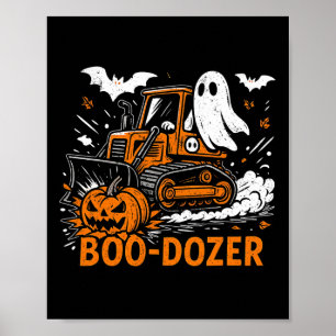 Poster Dia de as Bruxas engraçado Boo-dozer Ghost Trucks