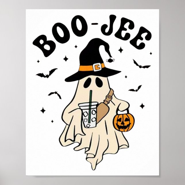 Poster Dia de as Bruxas engraçado Boo Jee Ghost Cute (Frente)