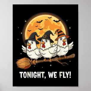 Poster Dia de as Bruxas engraçado Feiticeira Galinha Broo