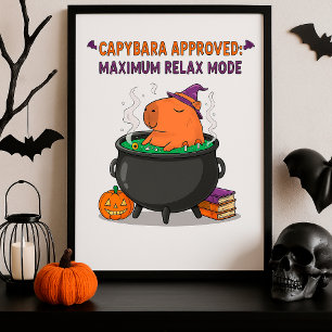 Poster Dia de as Bruxas engraçado Feiticeiro Capybara Wit