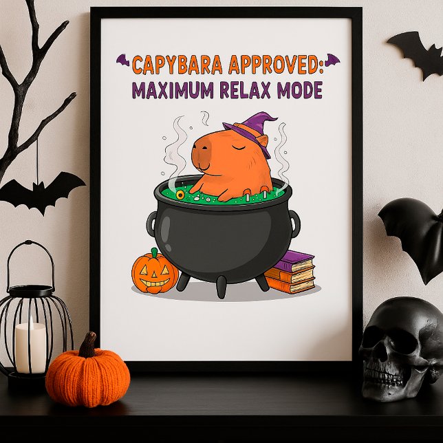 Poster Dia de as Bruxas engraçado Feiticeiro Capybara Wit (Criador carregado)