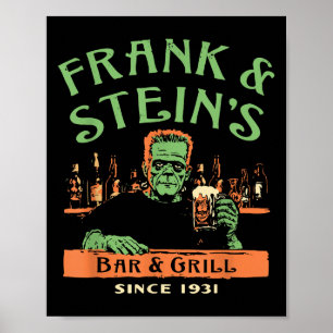 Poster Dia de as Bruxas engraçado Frank E Bar Grill