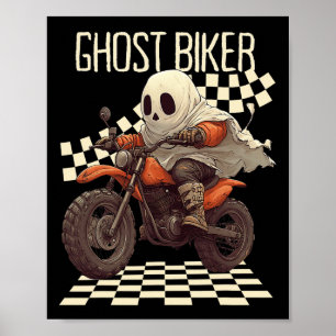 Poster Dia de as Bruxas engraçado Ghost Biker Em Moto