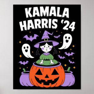Poster Dia de as Bruxas engraçado Kamala Harris Pumpkin 2