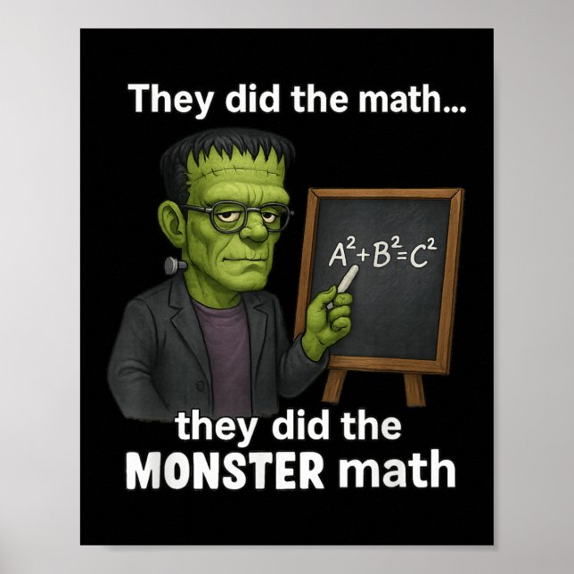 Poster Dia de as Bruxas engraçado Monstro Math Pun, Teach (Frente)