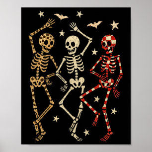 Poster Dia de as Bruxas engraçado Spooky Bones Dançando C