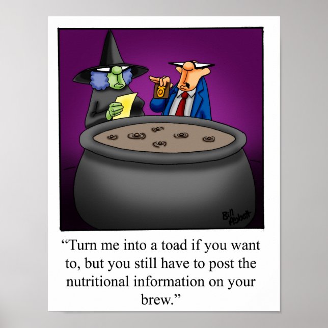 Pôster Dia de as Bruxas engraçado Witch e Inspetor F.D.A. (Frente)