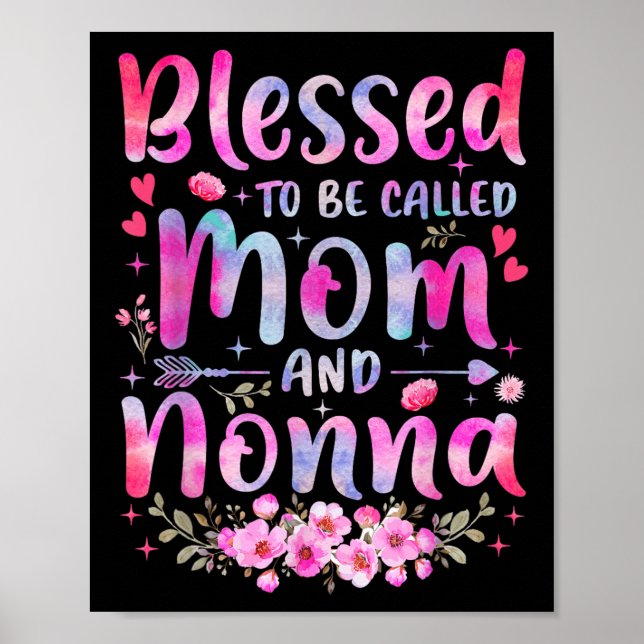 Poster Dia de as mães Abençoado Ser Chamado Mãe E Nonna F (Frente)
