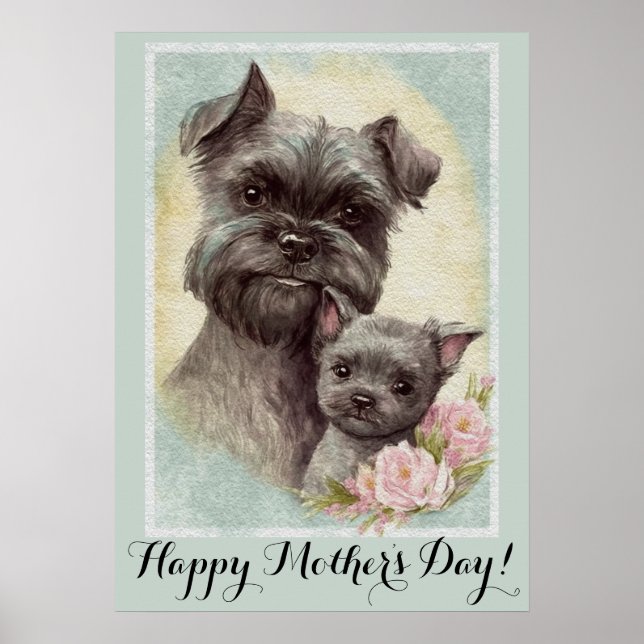Poster Dia de as mães Cachorro Affenpinscher Mãe (Frente)