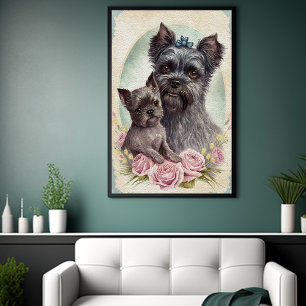 Poster Dia de as mães Cachorro Affenpinscher Mãe