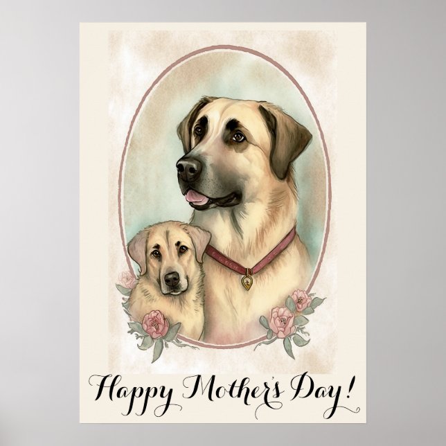 Poster Dia de as mães Cachorro Anatóreo Cute Mãe (Frente)
