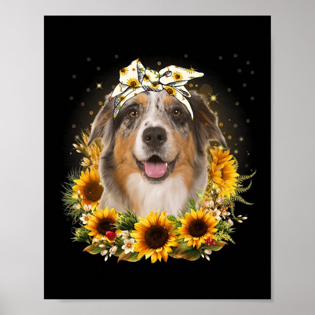Poster Dia de as mães De Cachorro Sunflower Australiano P (Frente)