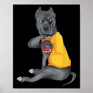Poster Dia de as mães Engraçado Pitbull Adoro Mamãe Tatto