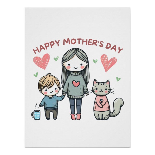 Pôster Dia de as mães Feliz (Frente)