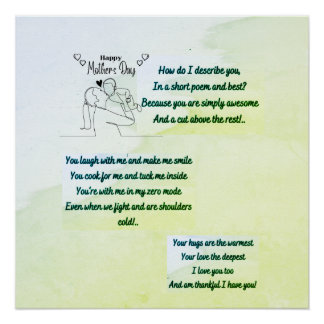 Pôster Dia de as mães feliz com um poema original