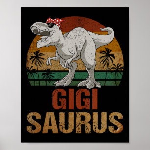 Poster Dia de as mães Gigisauro T Rex Dinosaur Gigi Sauru