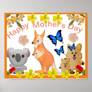 Poster Dia de as mães marsupial,