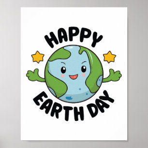 Poster Dia de Conscientização da Terra Planeta Fofo Feliz