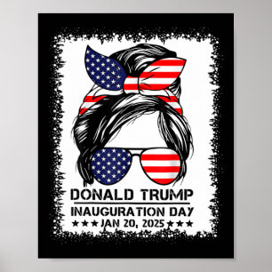 Poster Dia de Inauguração 2025 Divertida Garota Trump Coq