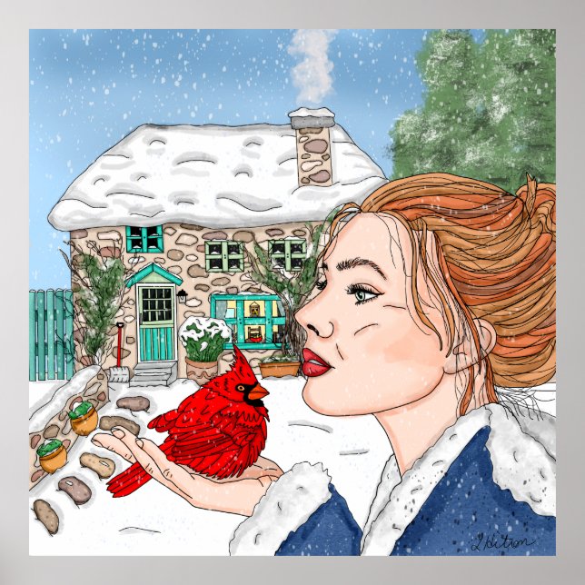 Poster Dia de inverno desenhado à mão (Frente)