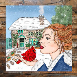 Poster Dia de inverno desenhado à mão