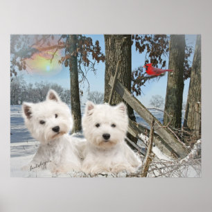 Pôster Dia de inverno ocidental de Terrier das montanhas