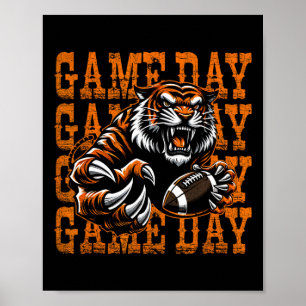 Poster Dia de Jogo de Futebol Americano dos Tigres Vintag