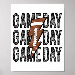 Poster Dia de Jogo Footll Raio de Futebol Americano Mãe