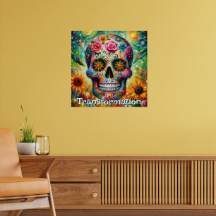 Poster Dia de los Muertos Crânio Floral Personalizado