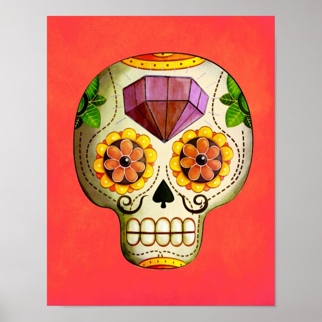 Poster Dia de Los Muertos — Crânio Mexicano (Frente)