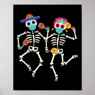 Poster Dia De Los Muertos Dia Dos Mortos Caveira Dançando
