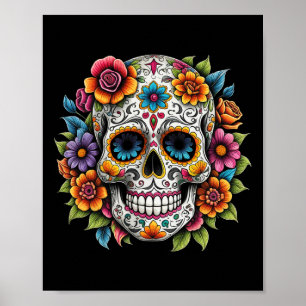 Poster Dia De Los Muertos Do Hallowe Do Crânio Do Açúcar