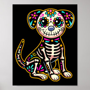 Poster Dia De Los Muertos Esqueleto Crânio De Açúcar Cach