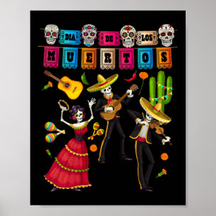 Poster Dia De Los Muertos Figures - Papel Mexicano Picado